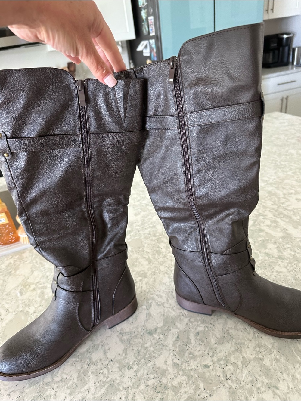 Journee Collection Tru Comfort Foam Tall Brown Riding Boots with Buckle Accents - Picture 5 of 6